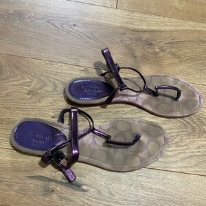 Coach Women's Sandals in Purple and Tan